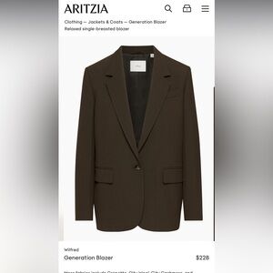 Aritzia Generation Blazer, XXS Heather Rich Cocoa